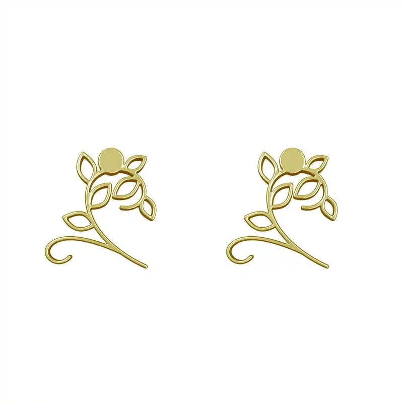 گوشواره طلا 18 عیار زنانه مدوپد مدل برگ کد GA1-15965