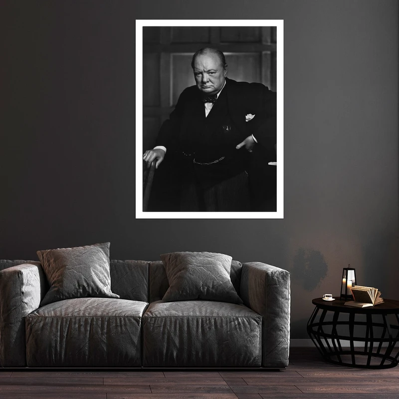 تابلو بکلیت طرح مشاهیر تاریخی جهان وینستون چرچیل مدل قاب شاسی W-S9874