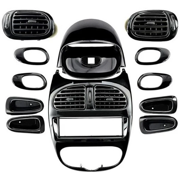 مجموعه تزئینات پنل ضبط و دستگیره خودرو چیکال مدل پیانویی مناسب برای پژو 206 بسته 12 عددی