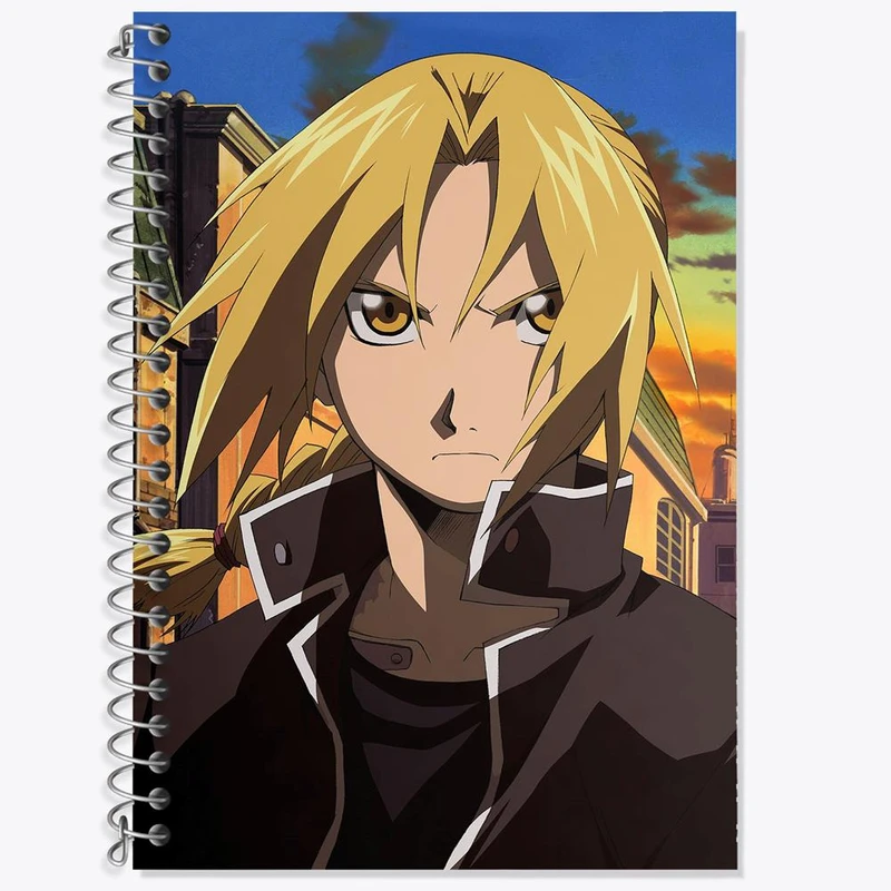 دفتر زبان 50 برگ خندالو مدل دو خط طرح ادوارد و موستانگ انیمه کیمیاگر تمام فلزی کد 12677