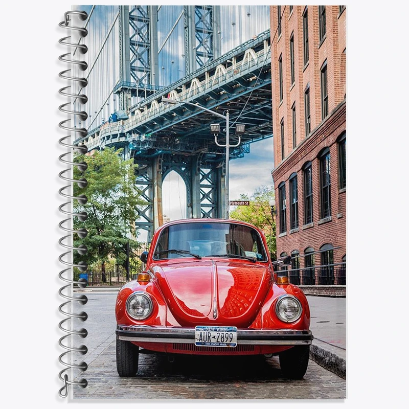 دفتر زبان 50 برگ خندالو مدل سه خط طرح ماشین کلاسیک کد F1246