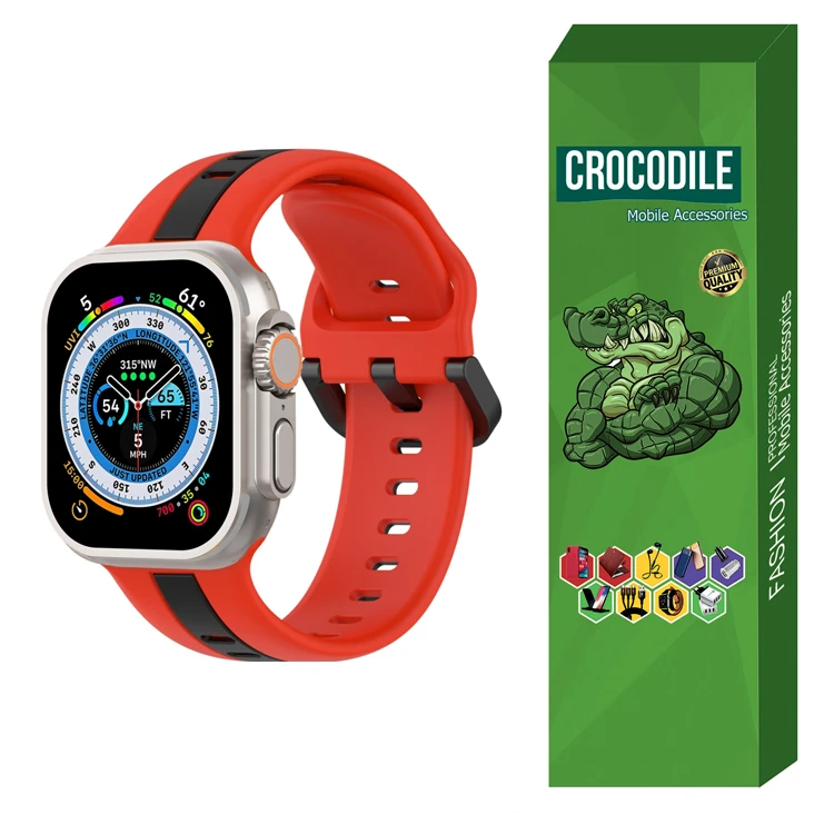 بند کروکودیل مدل silic-2col مناسب برای اپل واچ 42/44/45/49 میلی متری