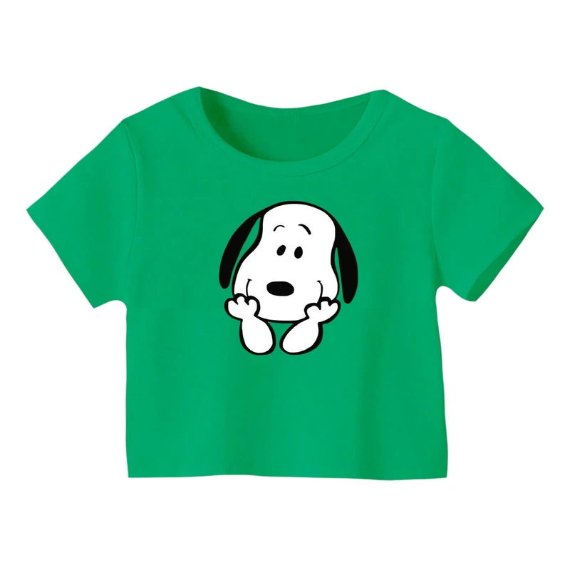 کراپ‌ تی‌شرت آستین کوتاه زنانه مدل اسنوپی کد 17