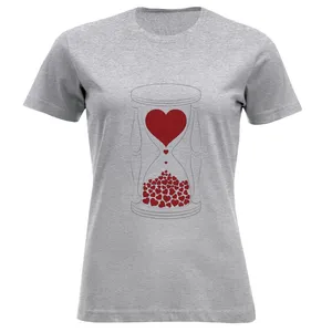 تی شرت آستین کوتاه زنانه مدل ساعت شنی D55