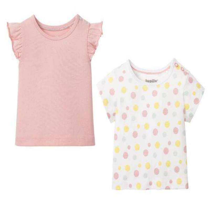 تی شرت دخترانه لوپیلو مدل توپی و ساده مجموعه 2 عددی