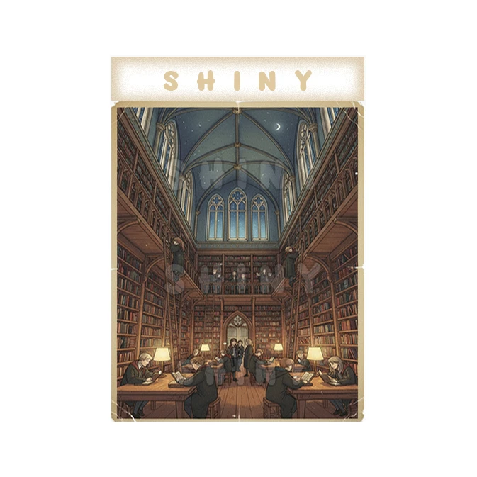 پوستر شاینی مدل هری پاتر طرح کتابخانه هاگوارتز