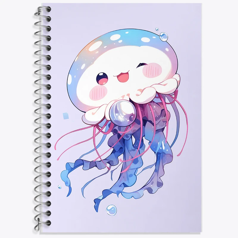 دفتر زبان 50 برگ خندالو مدل دو خط طرح عروس دریایی کیوت کد F7681