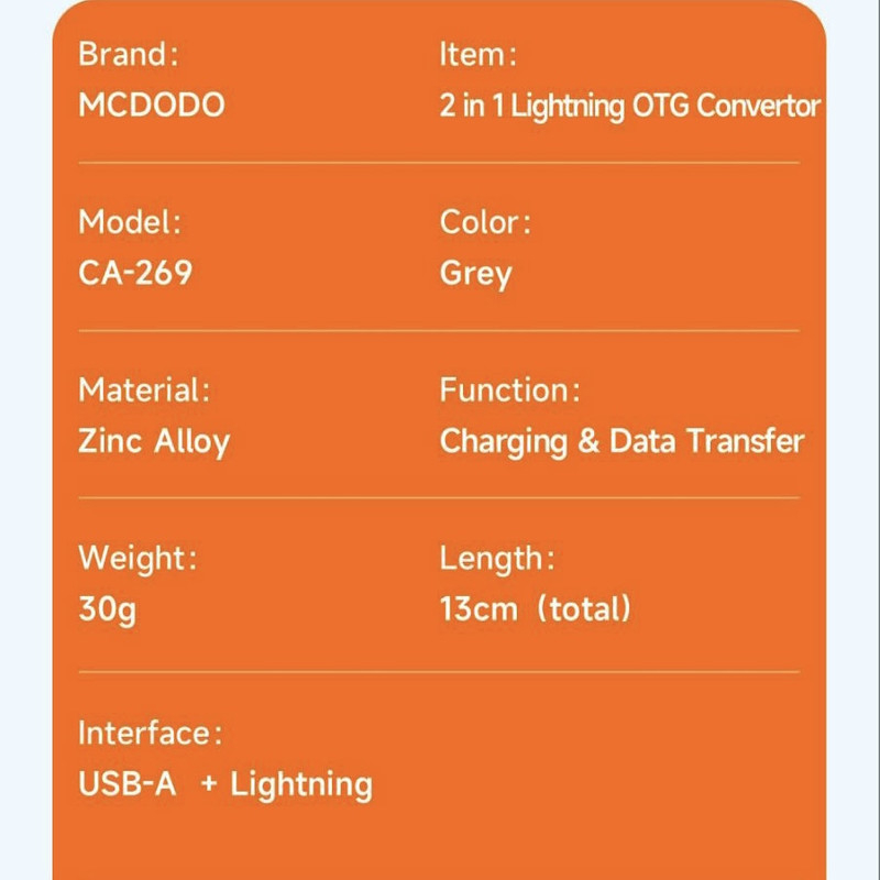 مبدل لایتنینگ به USB OTG/لایتنینگ مک دودو مدل CA-2690