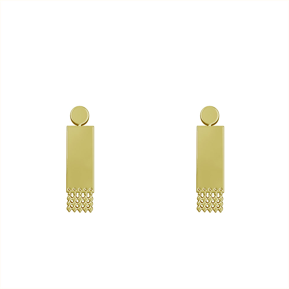 گوشواره طلا 18 عیار زنانه مدوپد مدل هندسی کد GA1-14885