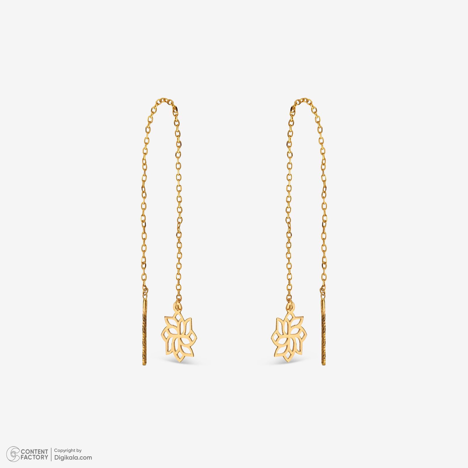 گوشواره بخیه‌ای طلا کم اجرت  18 عیار زنانه نگین مدل 105 -  - 2