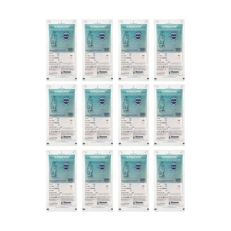 دستکش جراحی کانام مدل DA09 سایز 7 بسته 12 عددی