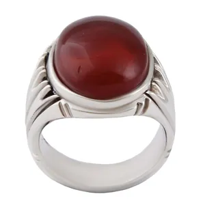 انگشتر نقره مردانه بازرگانی میلادی مدل عقیق یمنی رکاب دست ساز کد AM_2673