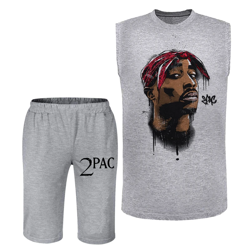 ست تاپ و شلوارک مردانه مدل 2pac A06