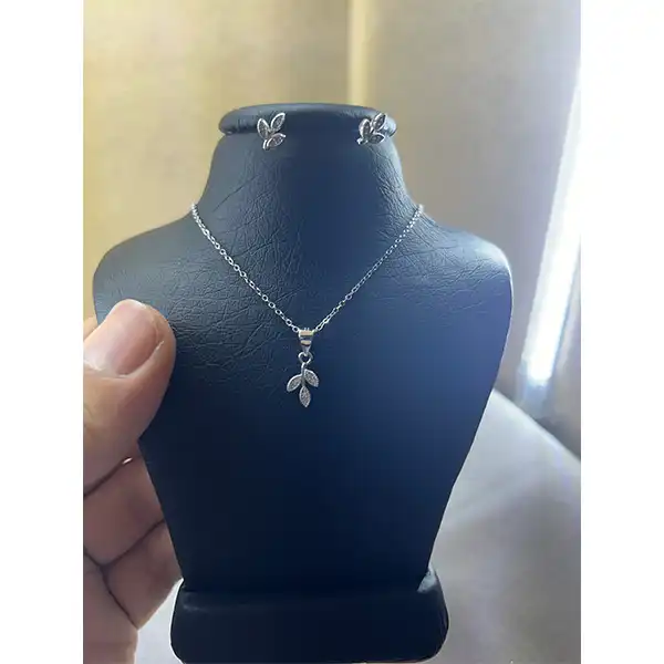 نیم ست نقره زنانه مدل گل و شاخه ظریف کد 5454022