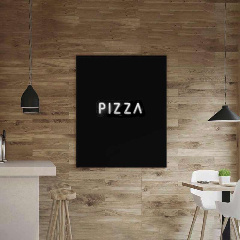 چراغ دیواری نئون دیزاین مدل Pizza-Text-BL_WHT
