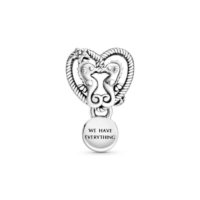 آویز گردنبند نقره زنانه پاندورا مدل Openwork Seahorses Heart -  - 1