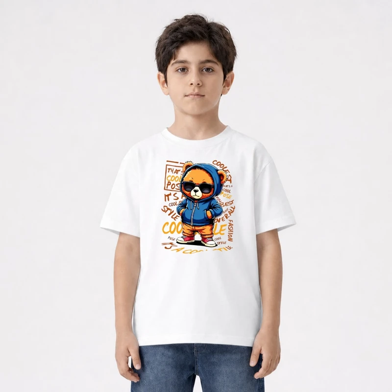 تی‌شرت آستین کوتاه بچگانه مدل خرس کد v47 