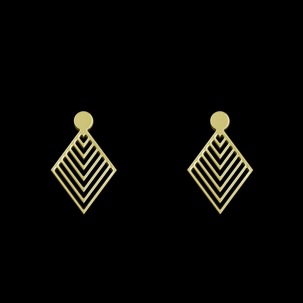 گوشواره طلا 18 عیار زنانه مدوپد مدل لوزی کد GA1-10218