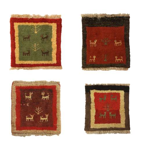 زیرتلفنی گبه دستباف فرش چمن رخ مدل ذهنی بافت کد CHR-261228365761 مجموعه 4 عددی