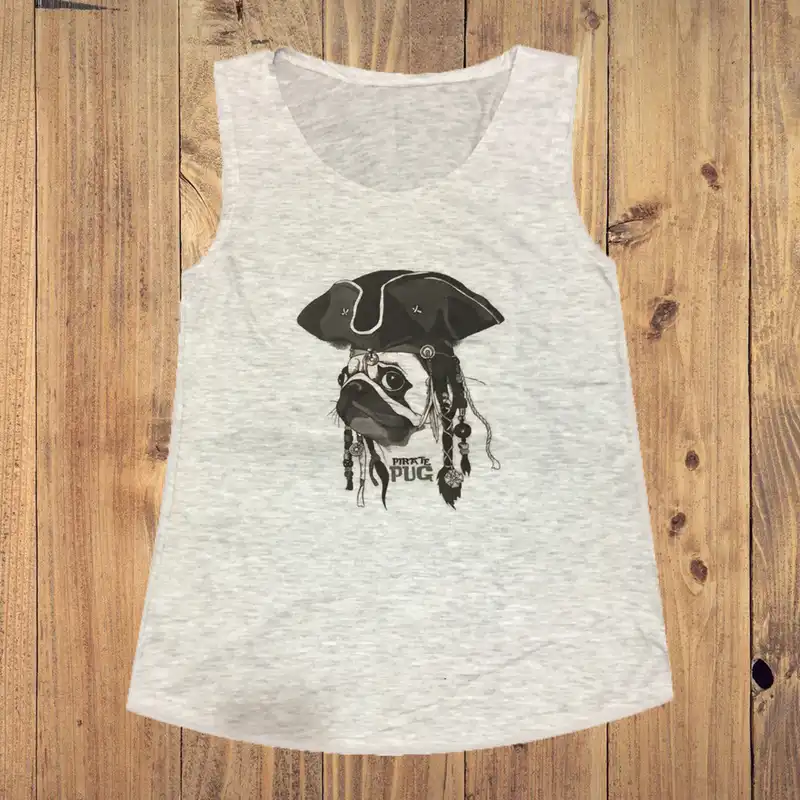 تاپ زنانه مدل PIRATE PUG کد tm-1906 رنگ طوسی