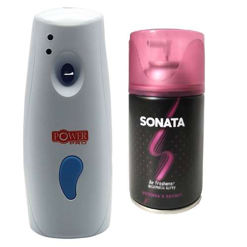 دستگاه خوشبوکننده هوا پاور پرو مدل اتوماتیک به همراه اسپری یدک خوشبو کننده هوا سوناتا مدل Victorias Secret حجم 250 میلی لیتر