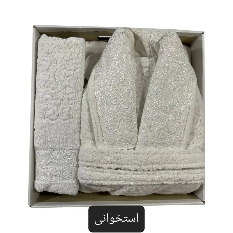 سرویس حوله پالتویی ۴ تکه هنرمند مدل mia سایز ۱۲۵