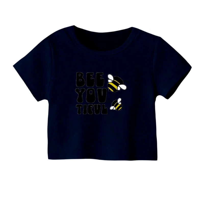 کراپ‌ تی‌شرت آستین کوتاه زنانه مدل زنبورعسل