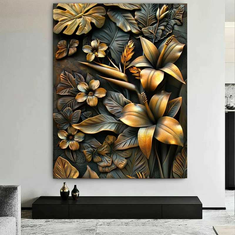 تابلو بوم طرح مخمل گل و برگ مدل قدیمی کد BK23057