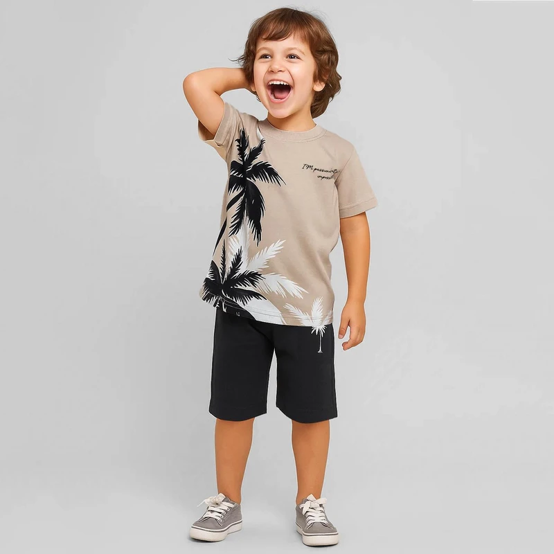 ست تی شرت و شلوارک پسرانه مدل n02