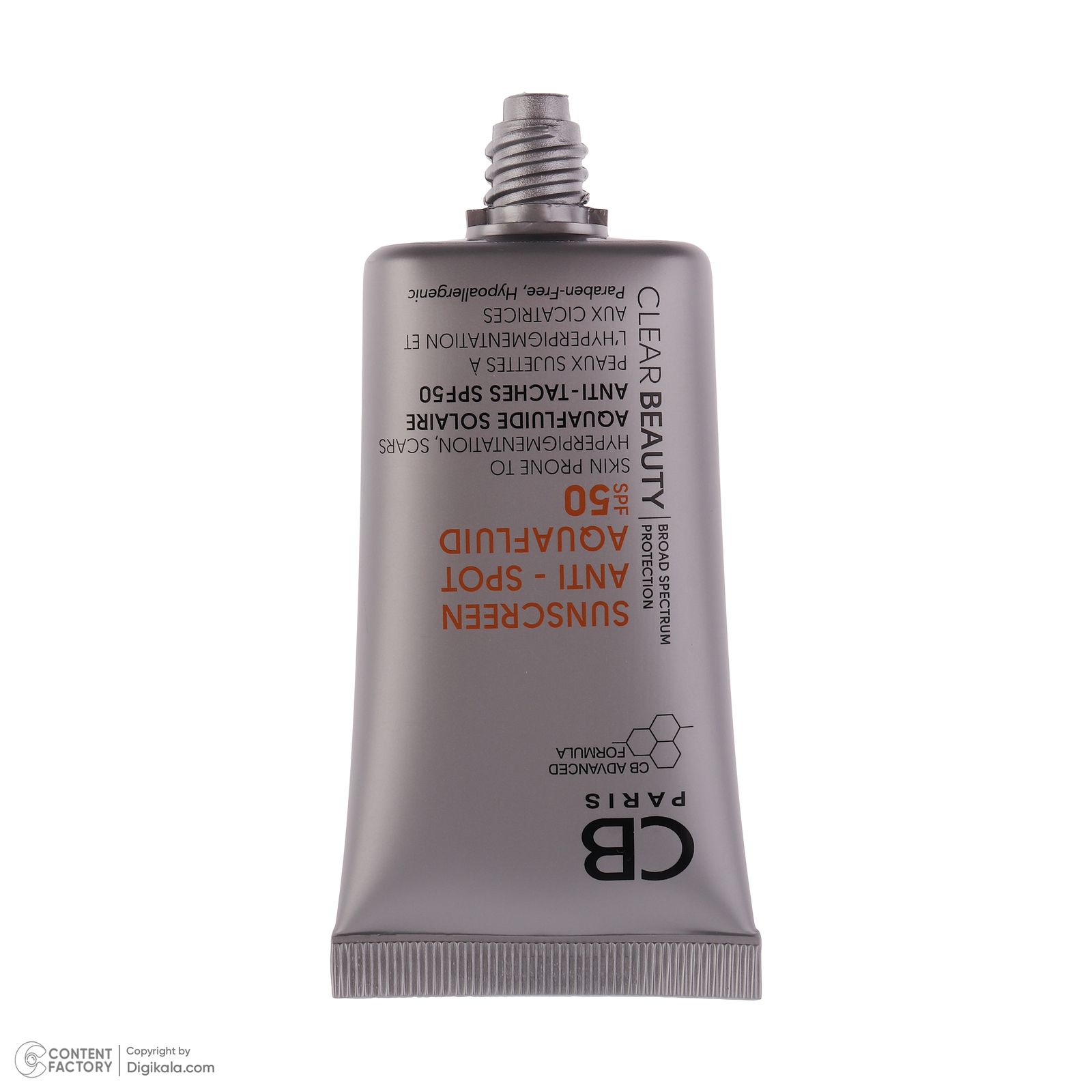 فلوئید ضد آفتاب بدون رنگ سی بی پاریس spf50 مدل Anti-Spot محافظ UVA،UVB مناسب پوست های  حساس و آکنه‌دار حجم 40 میلی لیتر -  - 7
