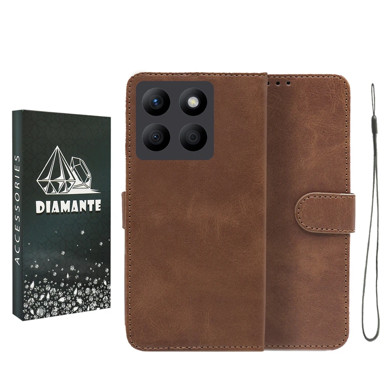  کیف کلاسوری دیامانته مدل bandaviz BK مناسب برای گوشی موبایل آنر X8B به همراه بندآویز