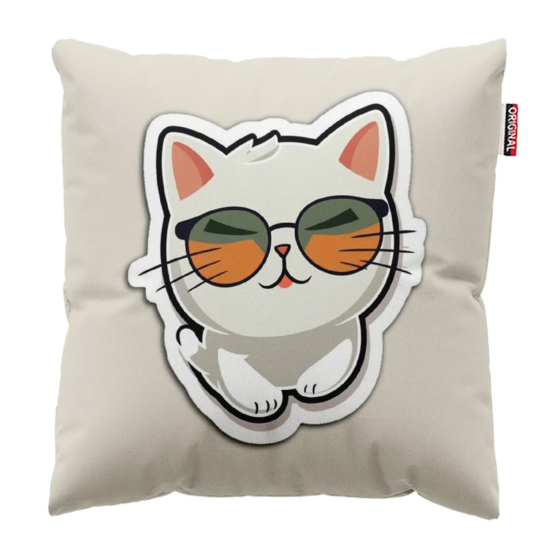 کوسن پاد آفرین مدل گربه کیوت و عینک دودی کد 285 سایز 30*30 سانتی متر