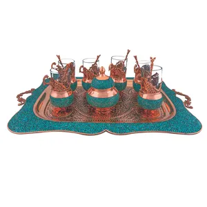 سرویس چای خوی 8 پارچه فیروزه کوبی مسجدی کد FF960