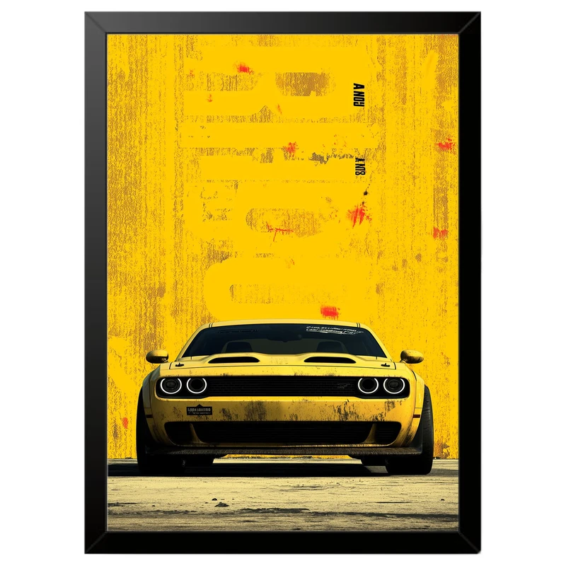 تابلو بکلیت طرح ماشین و خودرو Dodge Challenger مدل B-pe130107 فریم مشکی