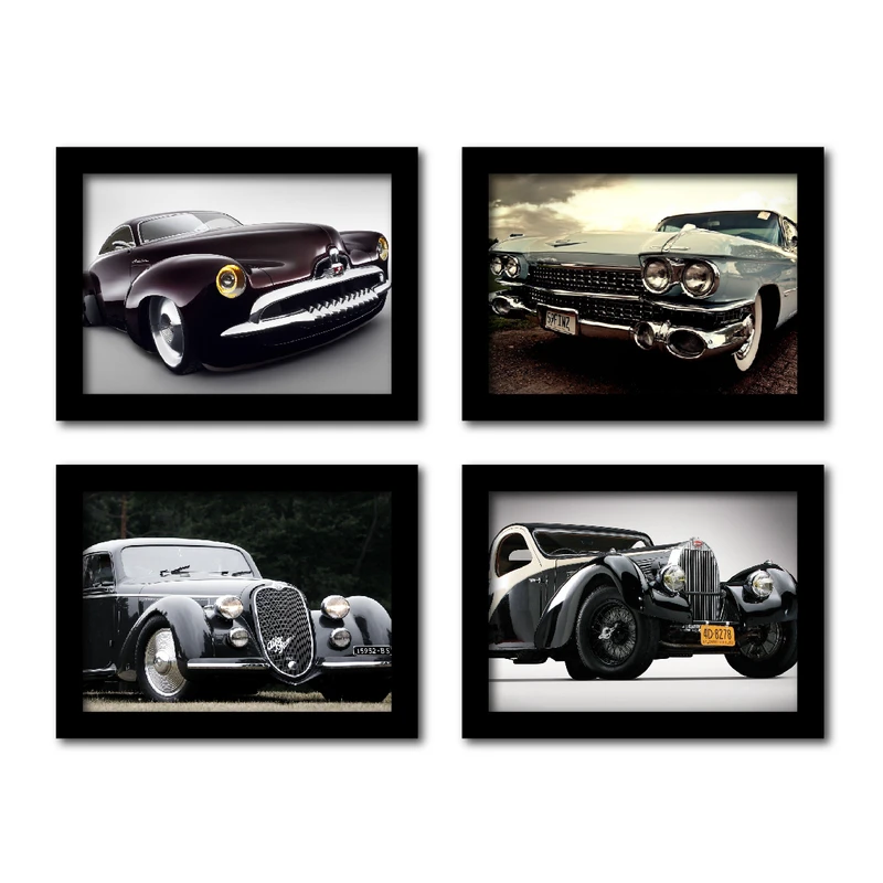 تابلو مدل ماشین طرح خودروهای کلکسیونی کد km classic-4 مجموعه 4 عددی