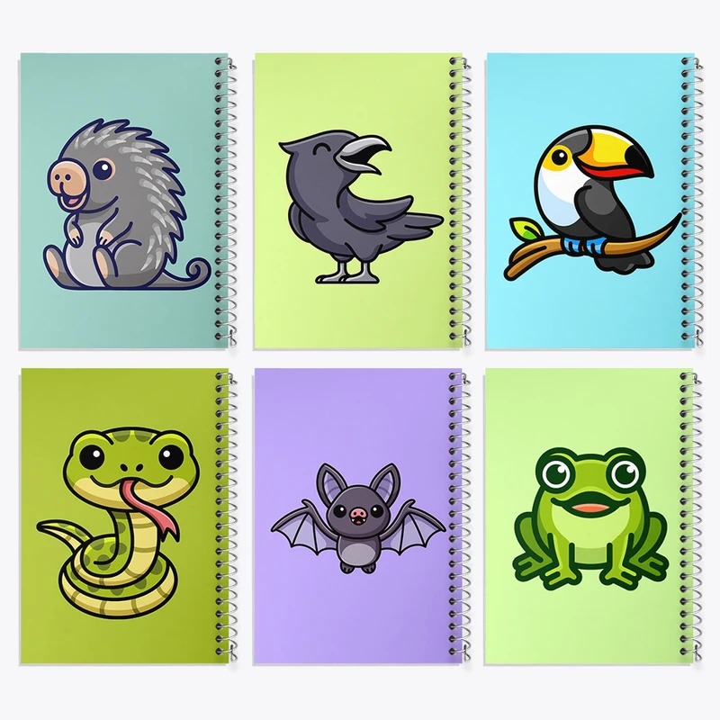 دفتر نقاشی 50 برگ خندالو طرح حیوانات بامزه کد 448 مجموعه 6 عددی