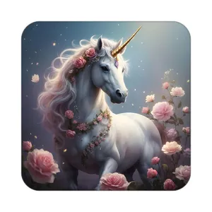 زیر لیوانی کاکتی طرح اسب تک شاخ و یونیکورن مدل mp31664