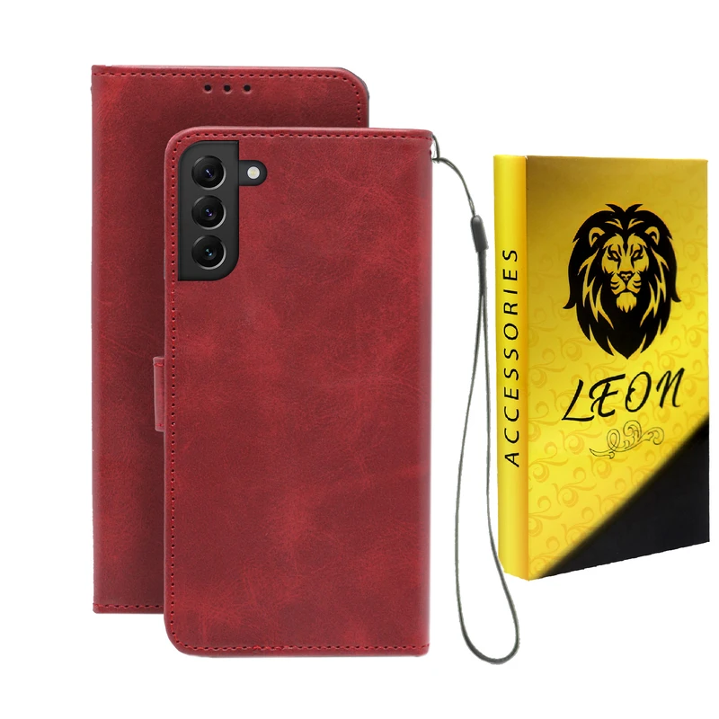 کیف کلاسوری لئون مدل Scusa Oro مناسب برای گوشی موبایل سامسونگ Galaxy S21 FE به همراه بند آویز 