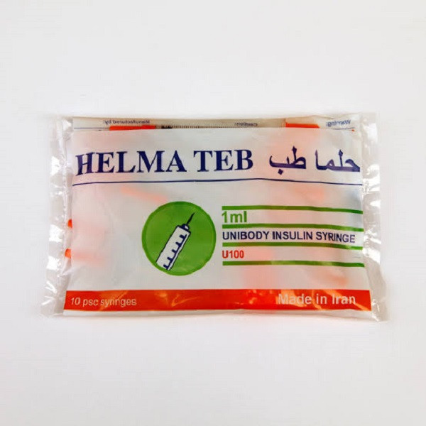 سرنگ 1 سی سی انسولین حلما طب مدل یکپارچه بسته 30 عددی