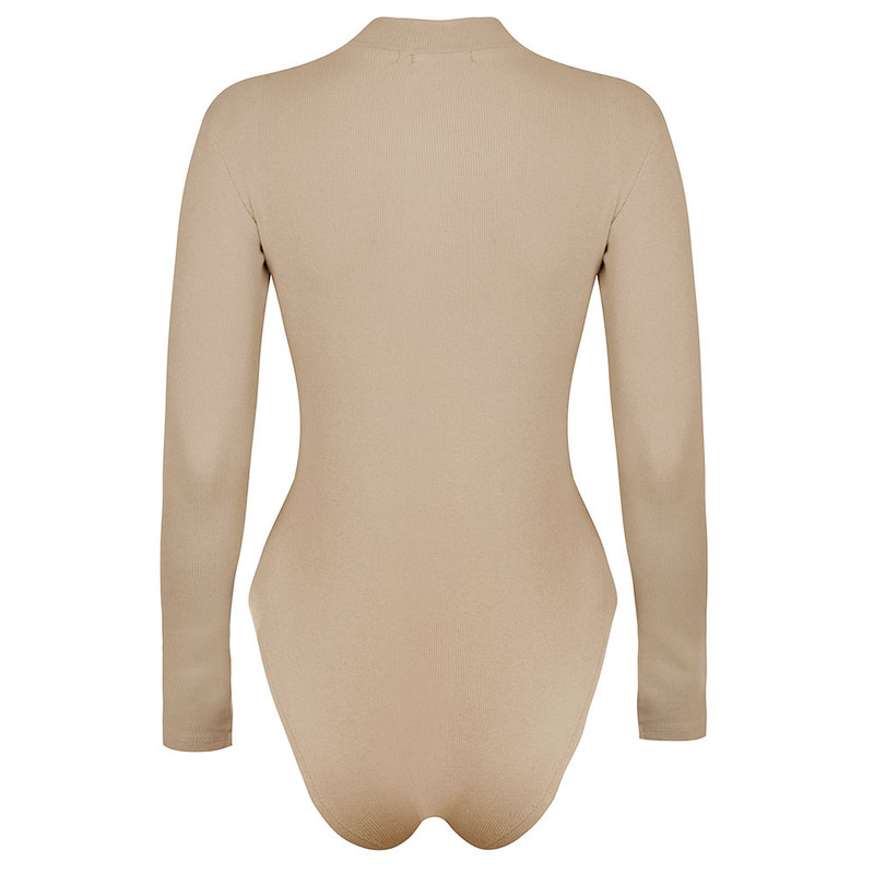 بادی آستین بلند زنانه دکسونری مدل 256004609 طرح رخ رنگ کرم