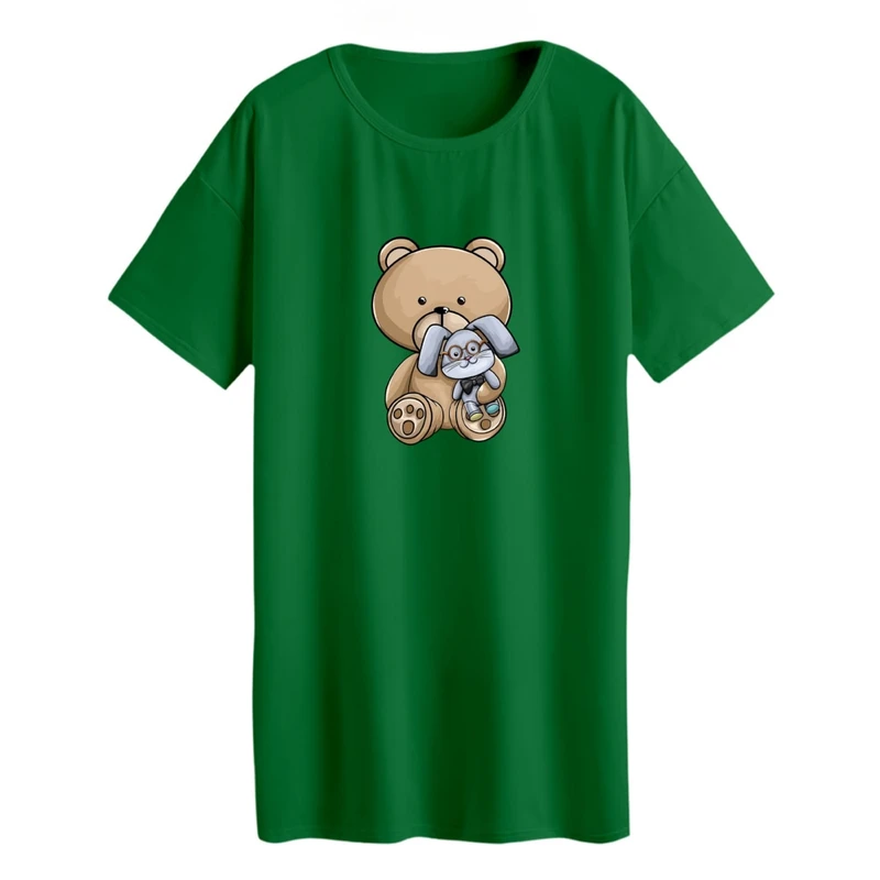 تی شرت لانگ زنانه مدل خرس و خرگوش