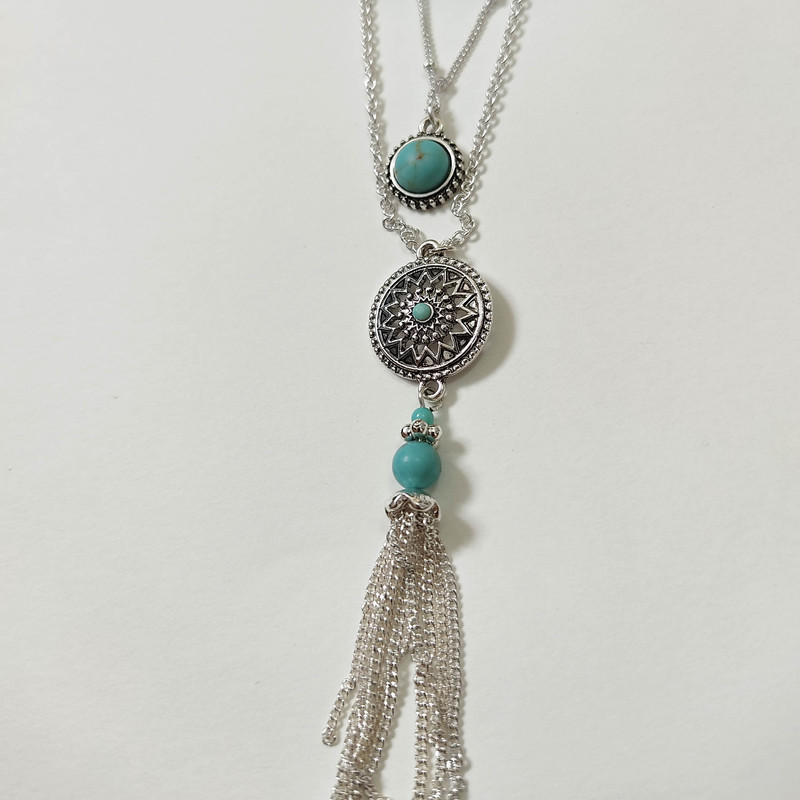 گردنبند زنانه سیکس مدل دولاین فیروزه