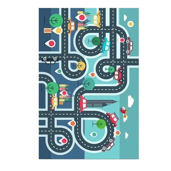 فرش ماشینی 1200 شانه زمینه آبی حاشیه آبی مدل فرشینه 