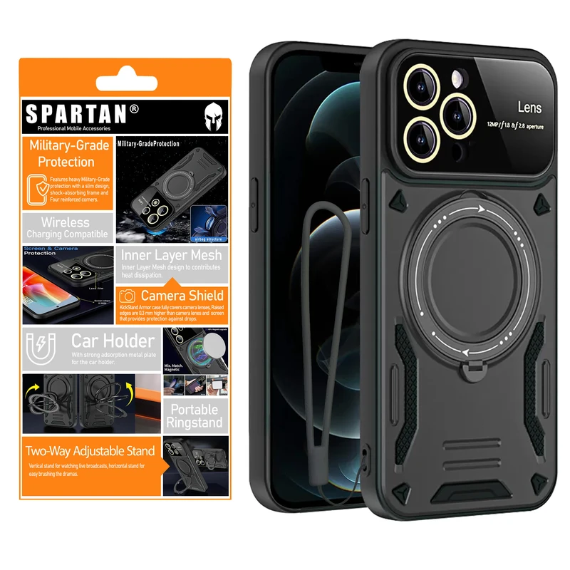 کاور اسپارتان مدل Hybrid Armor Strap مناسب برای گوشی موبایل اپل iPhone 13 Pro Max به همراه بند آویز