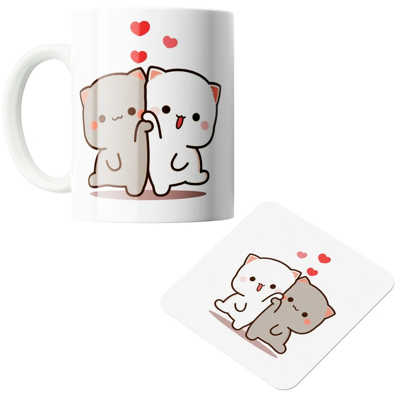 ماگ پاد آفرین مدل فانتزی کد  ۱۳ به همراه زیر لیوانی 