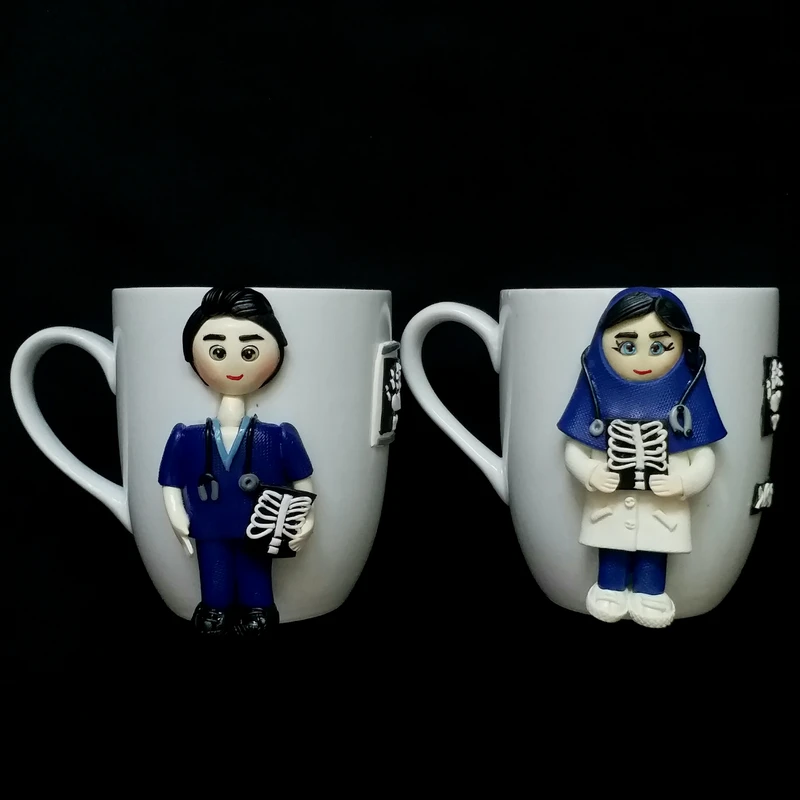 ماگ سرامیکی مدل عروسکی دختر پسر کد L691 مجموعه 2 عددی