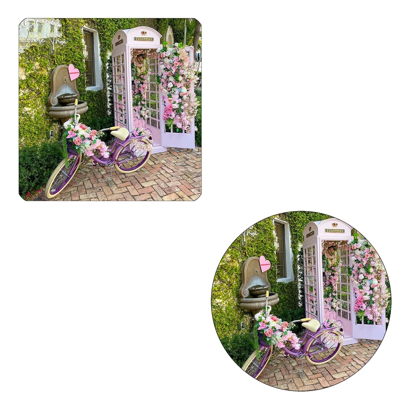 مگنت طرح کیوسک تلفن و دوچرخه ای پر از گل کد M1 به همراه زیر لیوانی