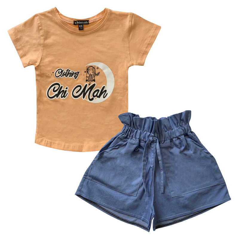 ست تی شرت و شلوارک نوزادی طرح Chi Mah کد FF-216