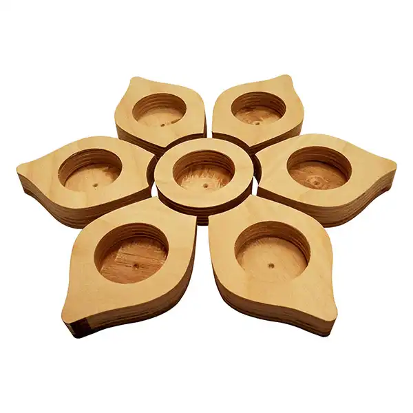 جاشمعی چوبی طرح گل مجموعه هفت عددی