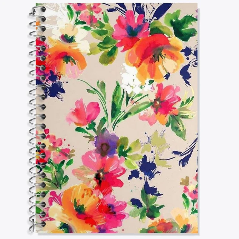 دفتر زبان 50 برگ خندالو مدل سه خط طرح گل گلی کد 2236